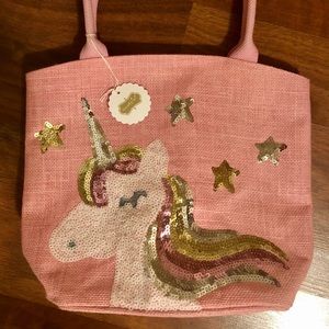 Pink Unicorn Tote with sequins by MudPie